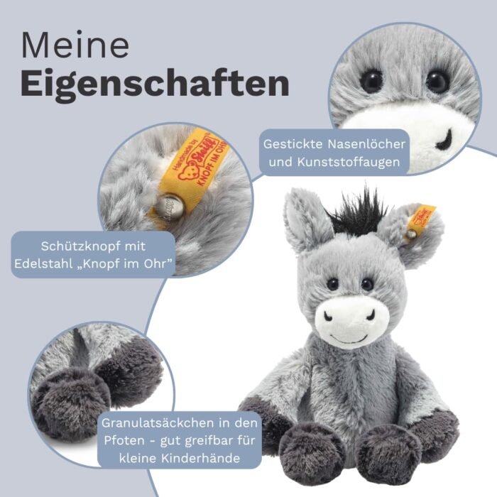 Steiff Kuscheltier Dinkie Esel, Süßes Stofftier mit Kunststoffaugen, Kinder, Jungen & Mädchen, Friends, Plüschtier – Bild 4