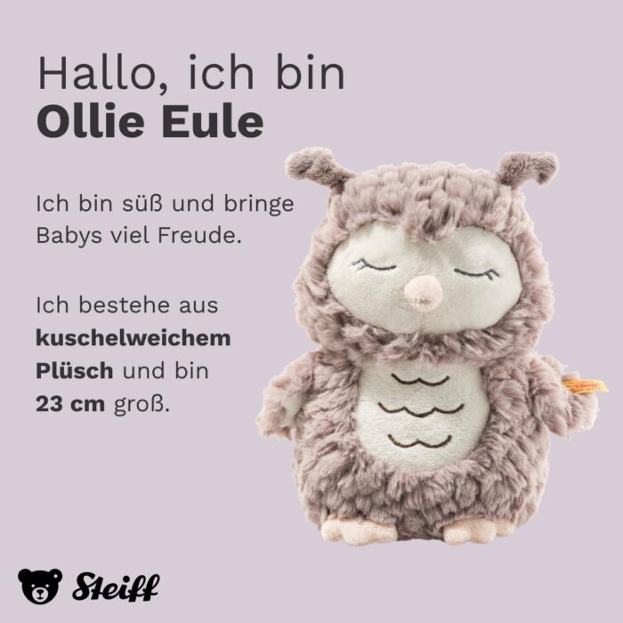 Steiff Kuscheltier Ollie Eule, Süßes Stofftier, Jungen, Mädchen & Babys ab 0 Monaten, Friends, Plüschtier  Beige – Bild 6