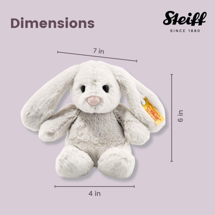 Steiff Hoppie Hase 18 cm hellgrau, Plüschtier Hase mit Schlappohren, Soft Cuddly Friends, flauschiges Stofftier Kuscheln – Bild 2