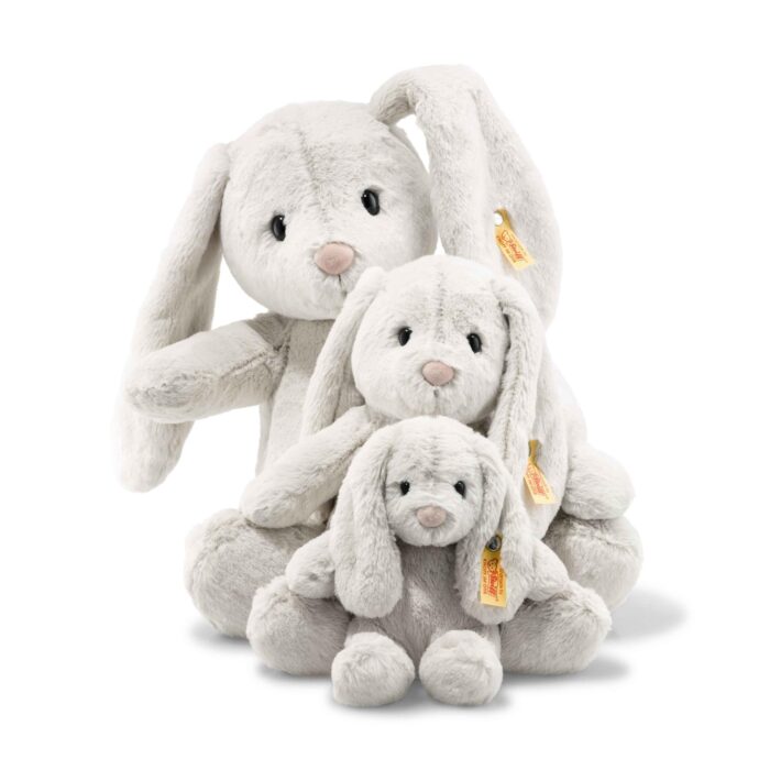 Steiff Hoppie Hase 18 cm hellgrau, Plüschtier Hase mit Schlappohren, Soft Cuddly Friends, flauschiges Stofftier Kuscheln – Bild 5